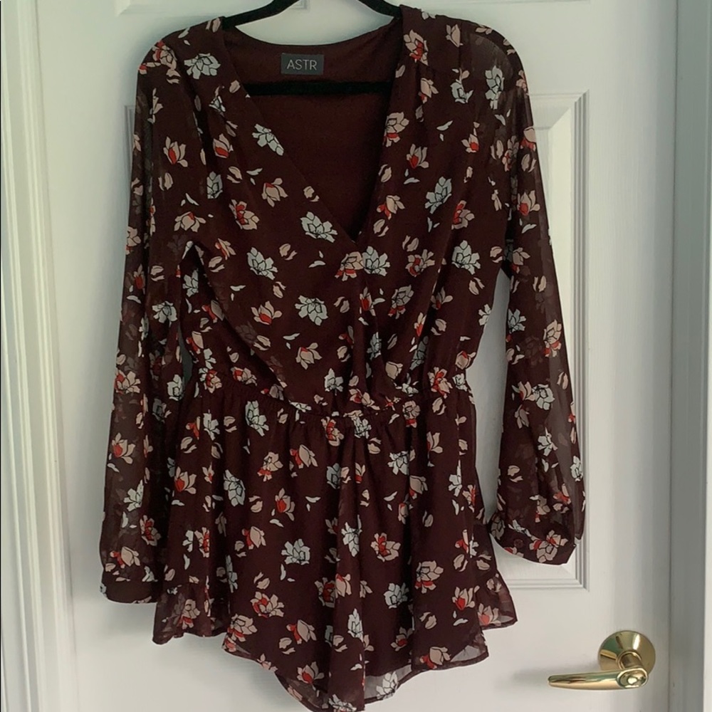 long sleeve romper, floral